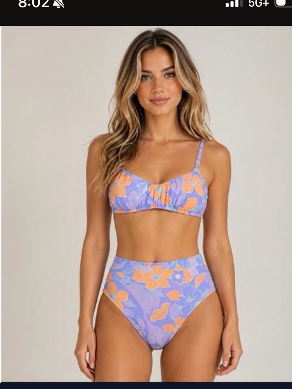 Ninety-Nine Purple Floral Bikini w/ high waisted bottoms